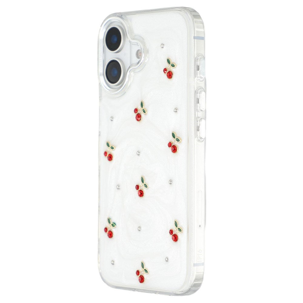 EIDERWOOD iPhone 16 Hybrid Cover m. 3D Kirsebær - Sølv
