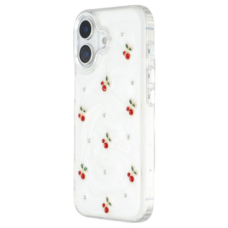 EIDERWOOD iPhone 16 Hybrid Cover m. 3D Kirsebær - Sølv