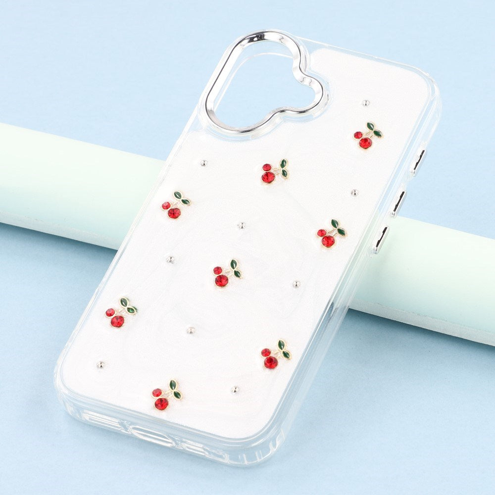 EIDERWOOD iPhone 16 Hybrid Cover m. 3D Kirsebær - Sølv