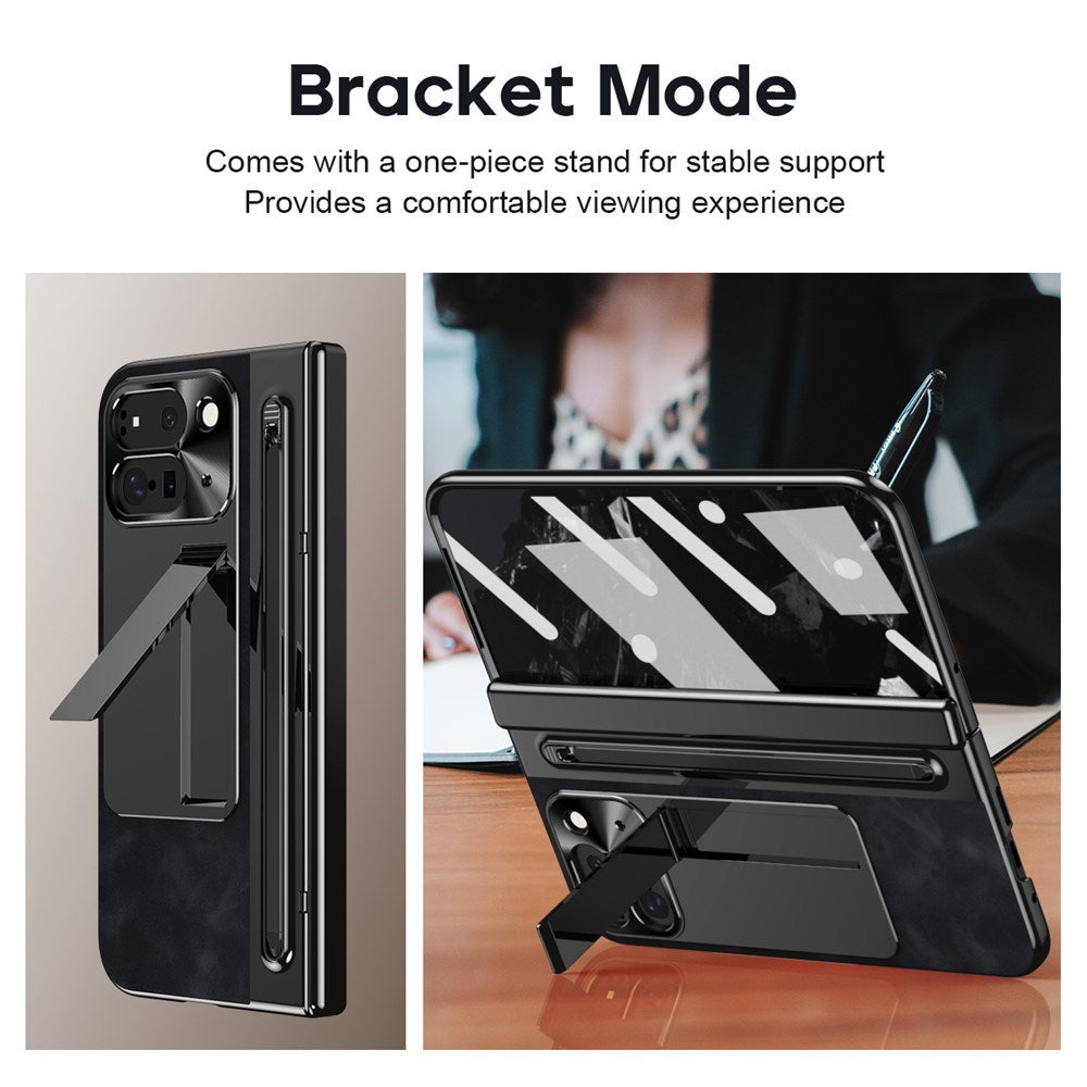 EIDERWOOD Google Pixel 10 Pro Fold Cover m. Kunstlæder Bagside - Kick Stand - Stylus Holder - Sort