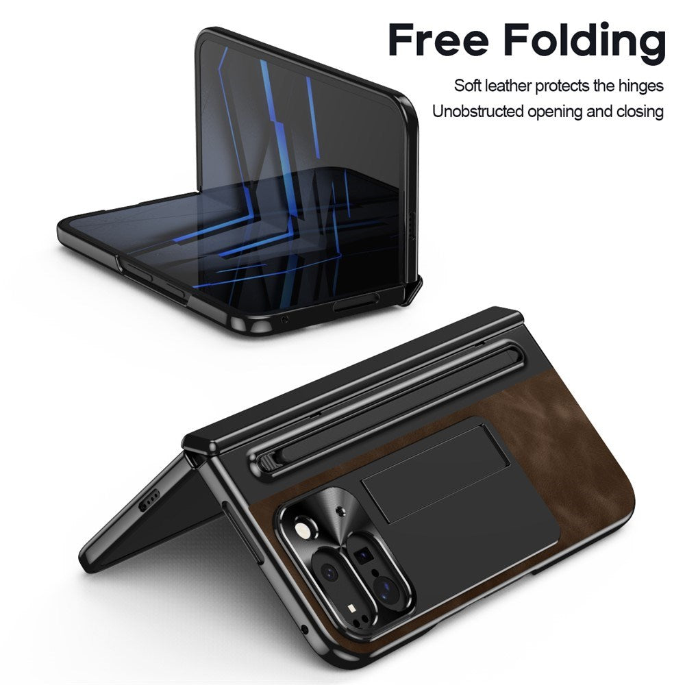 EIDERWOOD Google Pixel 10 Pro Fold Cover m. Kunstlæder Bagside - Kick Stand - Stylus Holder - Sort / Mørkebrun