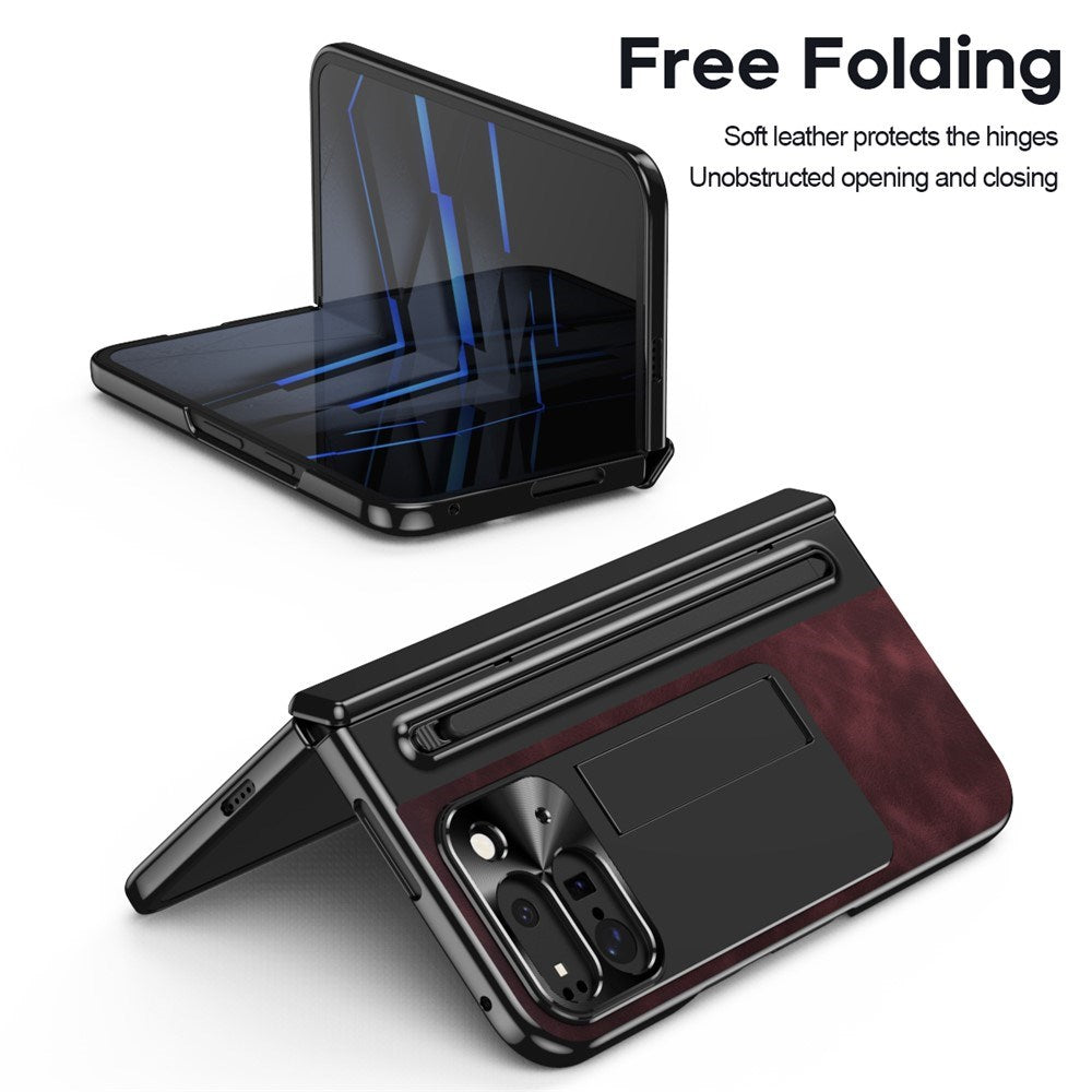 EIDERWOOD Google Pixel 10 Pro Fold Cover m. Kunstlæder Bagside - Kick Stand - Stylus Holder - Sort / Vinrød