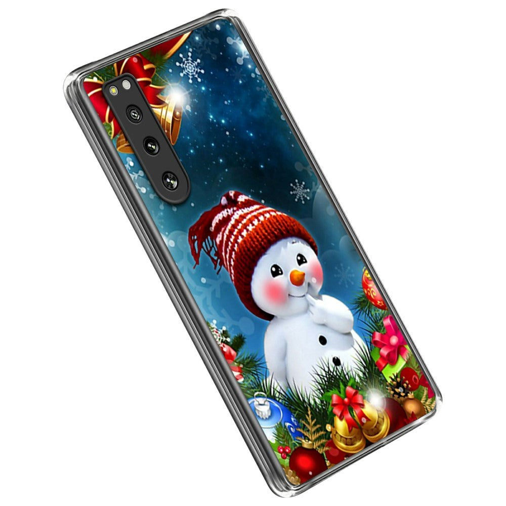 Sony Xperia 5 IV Fleksibelt Plast Jule Cover - Sød Snemand