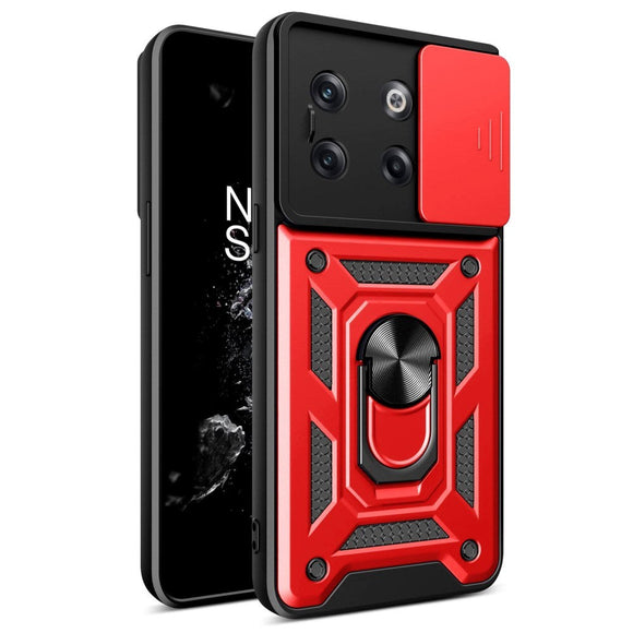 OnePlus 10T Håndværker Cover m. Magnetisk Kickstand & Cam Slider - Rød