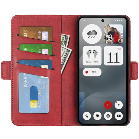 EIDERWOOD Nothing Phone (3a) Kunstlæder Flip Cover m. Pung & Ståfunktion - Rød