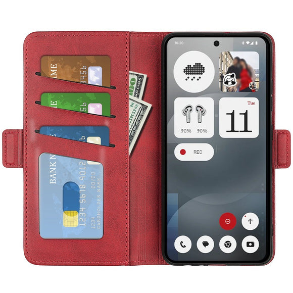 EIDERWOOD Nothing Phone (3a) Kunstlæder Flip Cover m. Pung & Ståfunktion - Rød