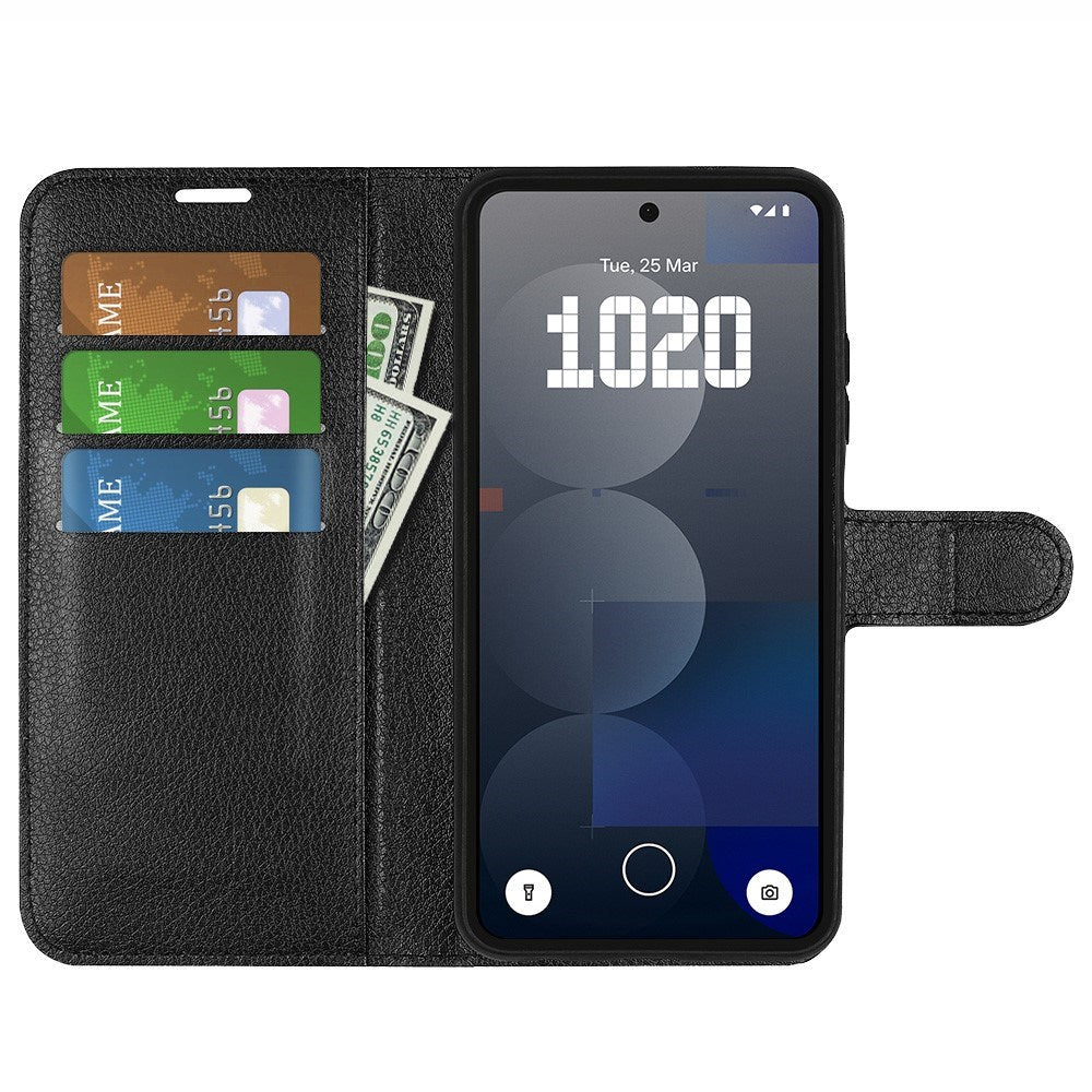 EIDERWOOD Nothing Phone (3a) Pro Kunstlæder Flip Cover m. Kortholder & Ståfunktion - Sort