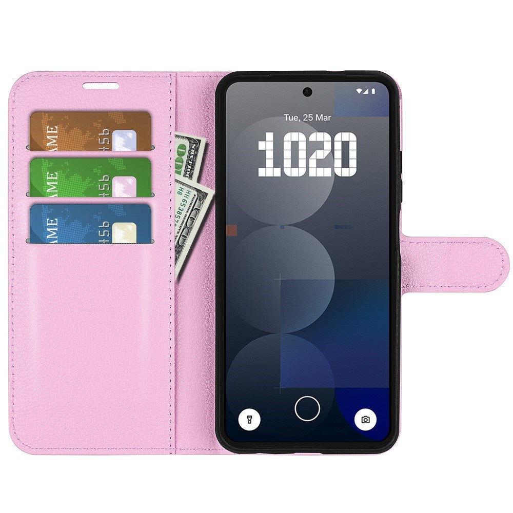 EIDERWOOD Nothing Phone (3a) Pro Kunstlæder Flip Cover m. Kortholder & Ståfunktion - Lyserød