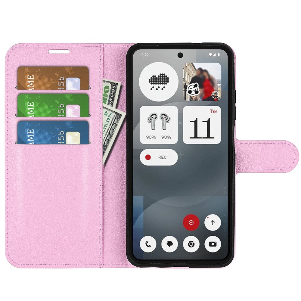 EIDERWOOD Nothing Phone (3a) Kunstlæder Flip Cover m. Kortholder & Ståfunktion - Lyserød