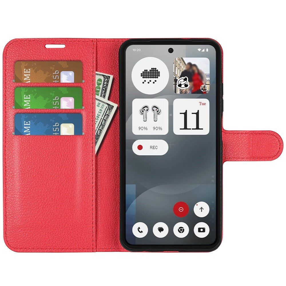 EIDERWOOD Nothing Phone (3a) Kunstlæder Flip Cover m. Kortholder & Ståfunktion - Rød