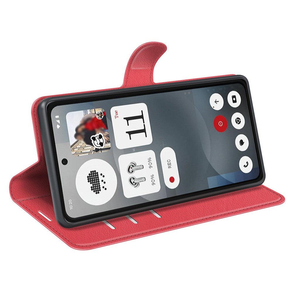 EIDERWOOD Nothing Phone (3a) Kunstlæder Flip Cover m. Kortholder & Ståfunktion - Rød