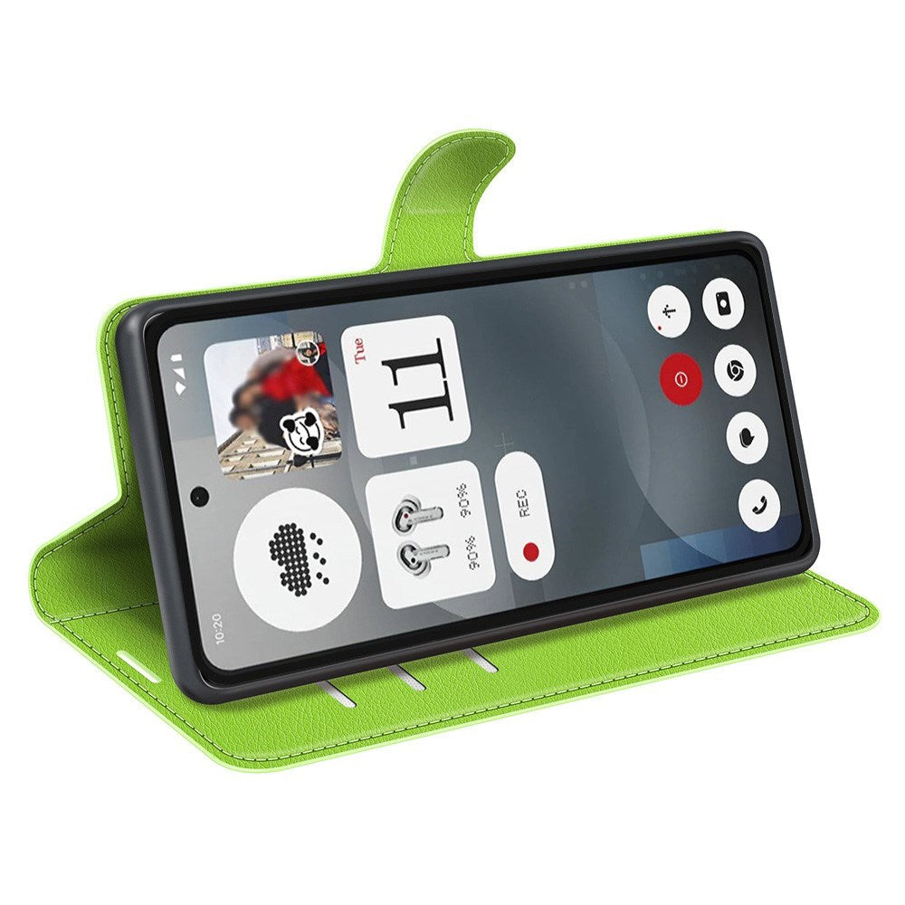 EIDERWOOD Nothing Phone (3a) Kunstlæder Flip Cover m. Kortholder & Ståfunktion - Grøn
