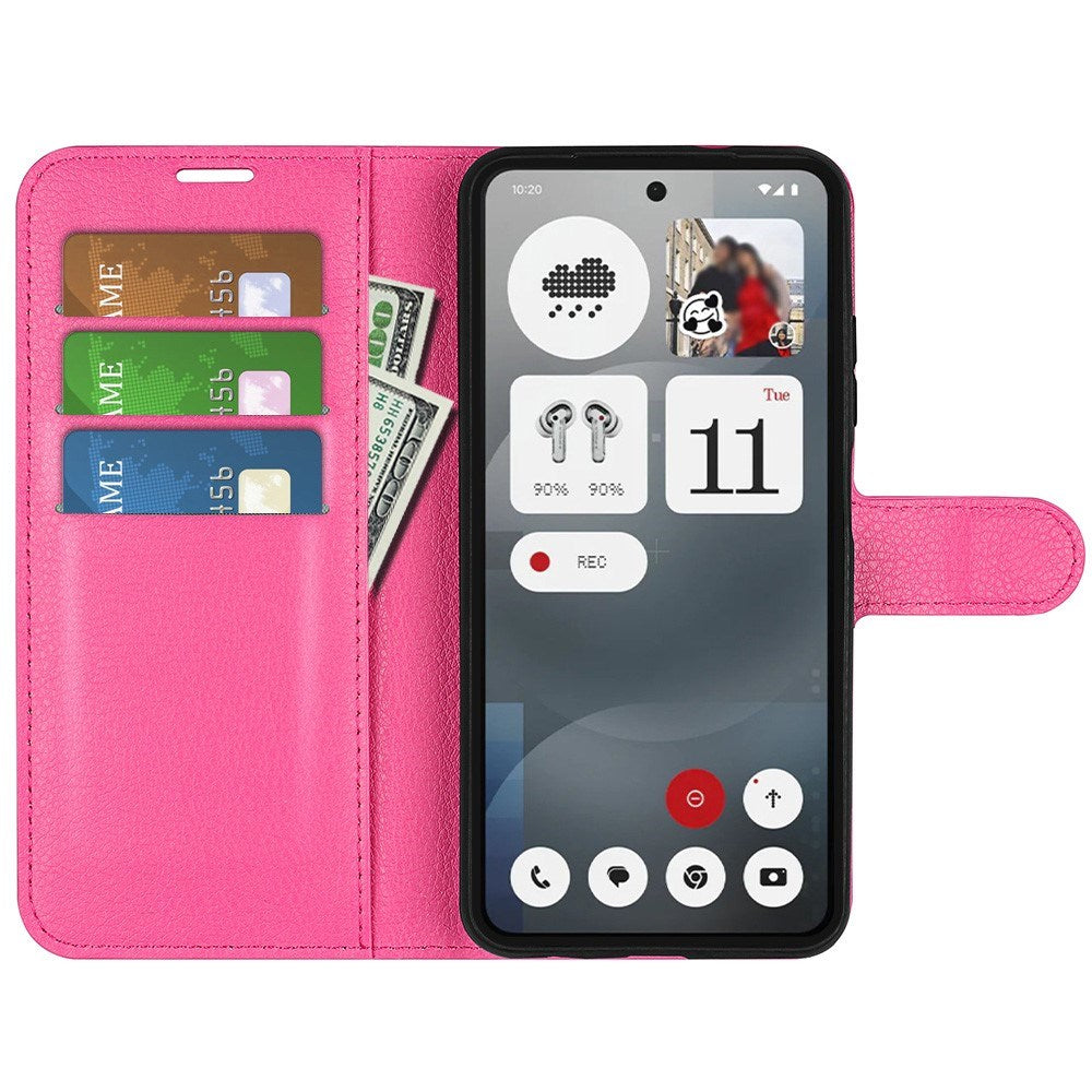 EIDERWOOD Nothing Phone (3a) Kunstlæder Flip Cover m. Kortholder & Ståfunktion - Pink