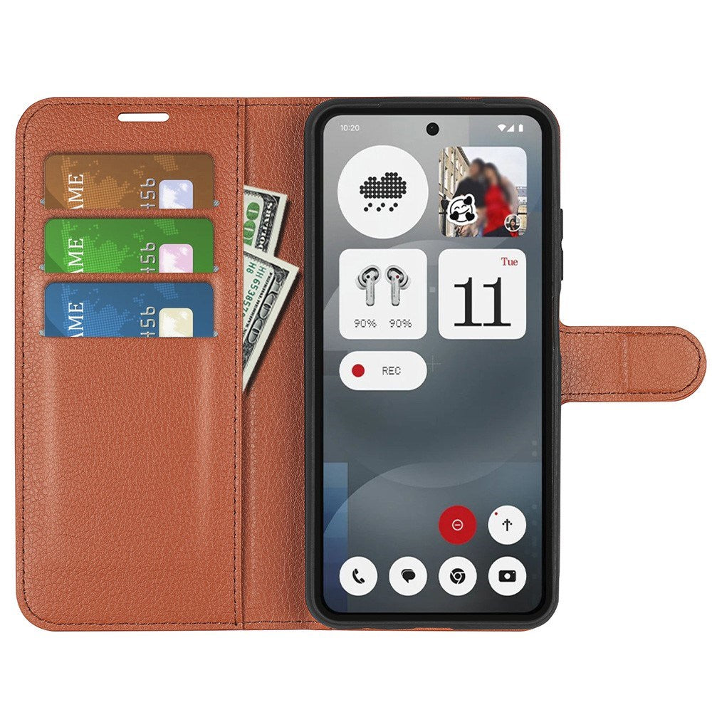 EIDERWOOD Nothing Phone (3a) Kunstlæder Flip Cover m. Kortholder & Ståfunktion - Brun
