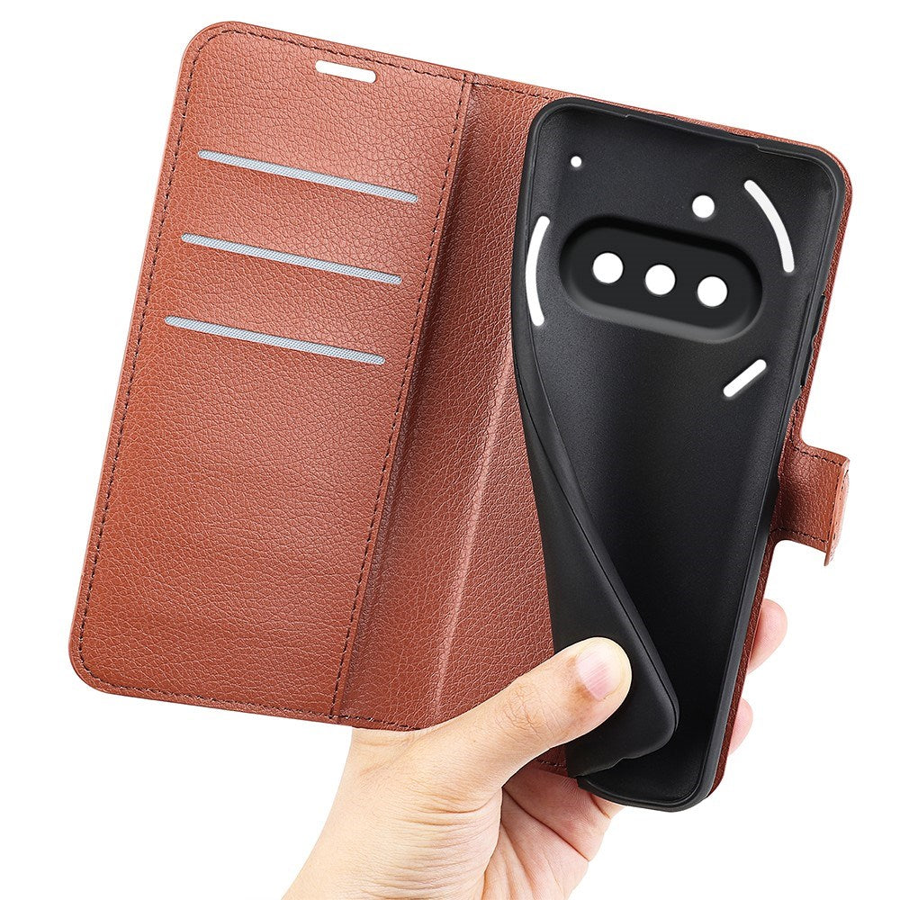 EIDERWOOD Nothing Phone (3a) Kunstlæder Flip Cover m. Kortholder & Ståfunktion - Brun