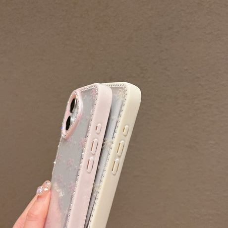 EIDERWOOD iPhone 16 Hybrid Cover m. Sløjfer og Rhinsten - Gennemsigtig / Hvid