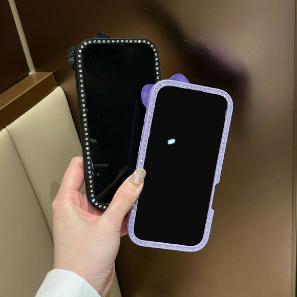 EIDERWOOD iPhone 16 Hybrid Cover m. 3D Sløjfe og Rhinsten - Gennemsigtig / Lyserød