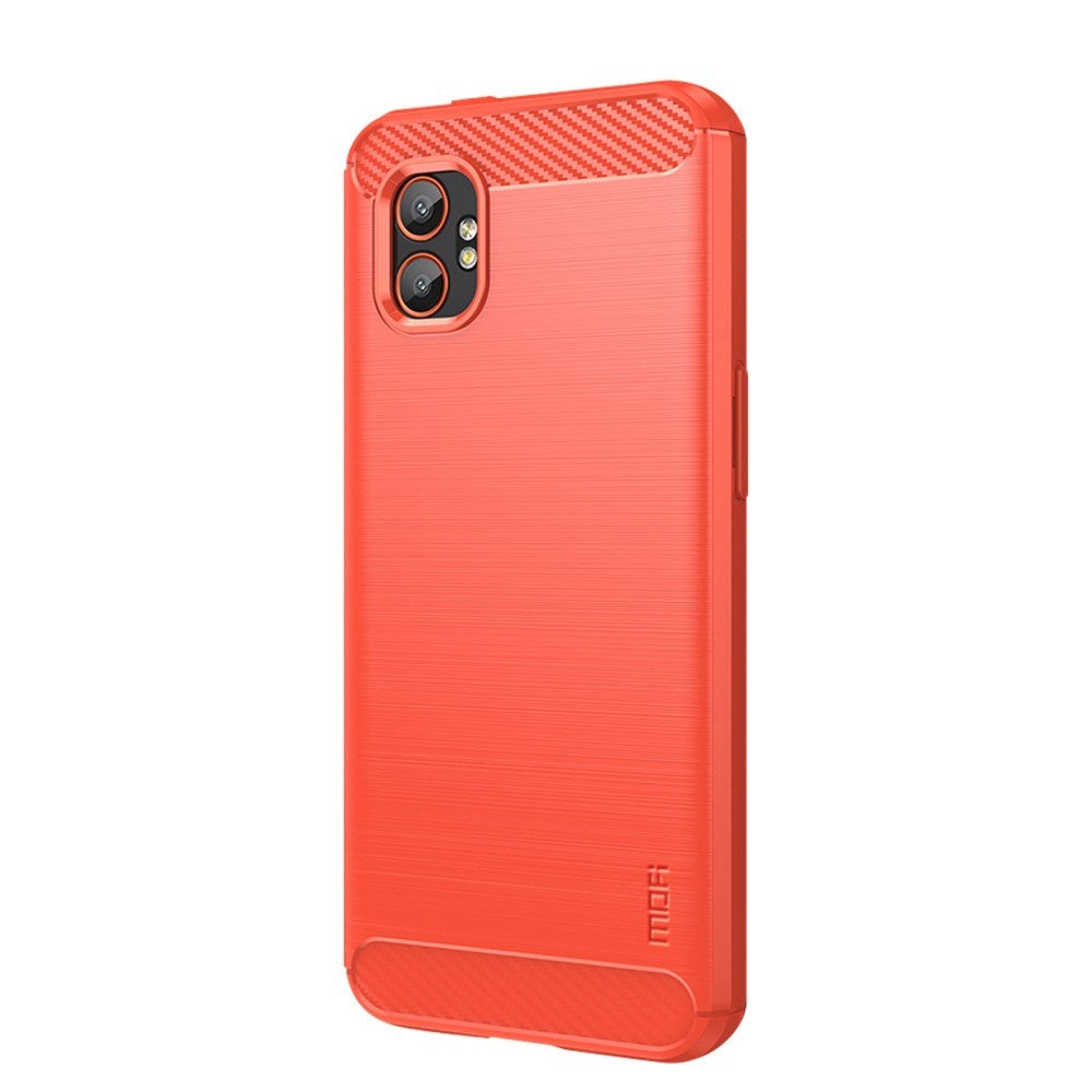 EIDERWOOD Samsung Galaxy Xcover 7 Pro Brushed Carbon Fiber Fleksibelt Plastik Cover - Rød