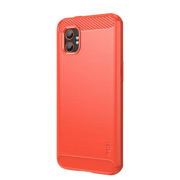 EIDERWOOD Samsung Galaxy Xcover 7 Pro Brushed Carbon Fiber Fleksibelt Plastik Cover - Rød