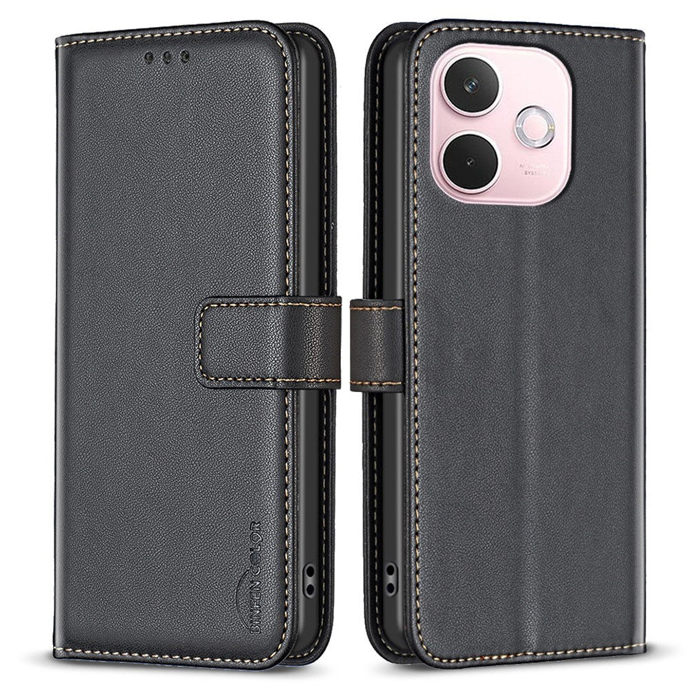 OPPO A5 Pro (4G / 5G) BINFEN Kunstlæder Flip Cover med Kortholder og Ståfunktion - Sort