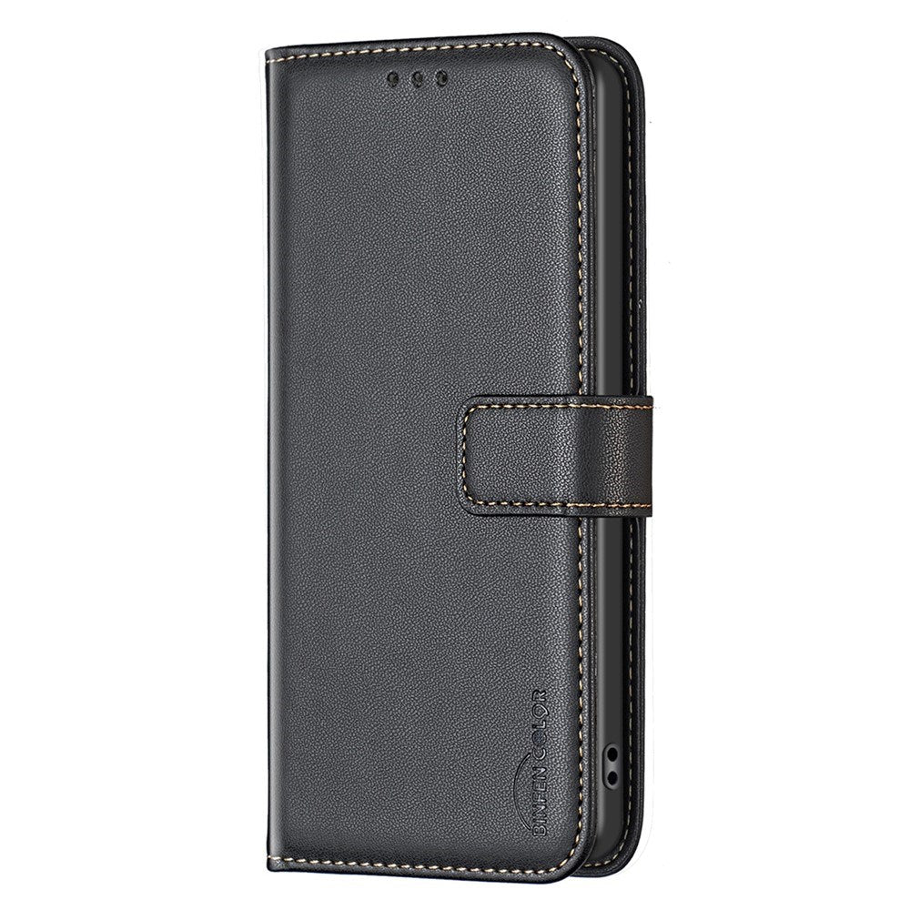 OPPO A5 Pro (4G / 5G) BINFEN Kunstlæder Flip Cover med Kortholder og Ståfunktion - Sort