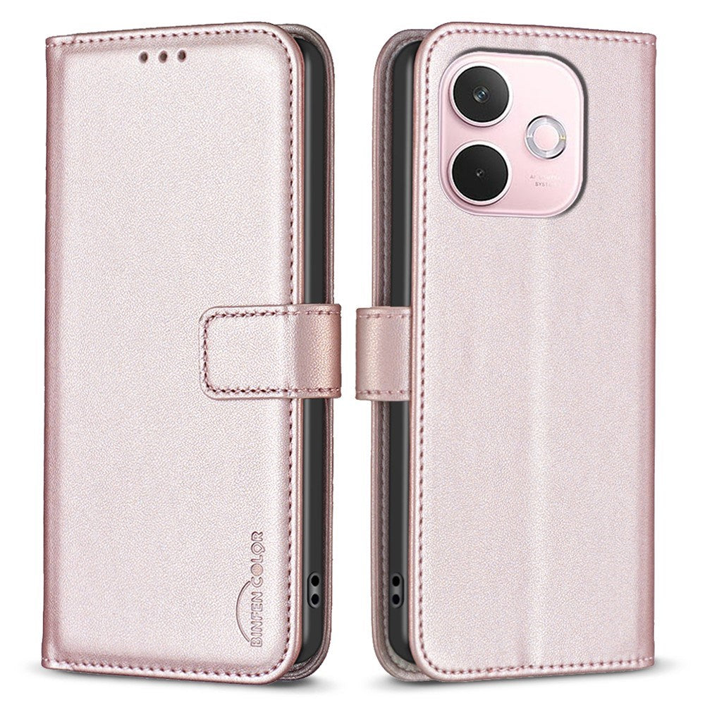OPPO A5 Pro (4G / 5G) BINFEN Kunstlæder Flip Cover med Kortholder og Ståfunktion - Rose Gold