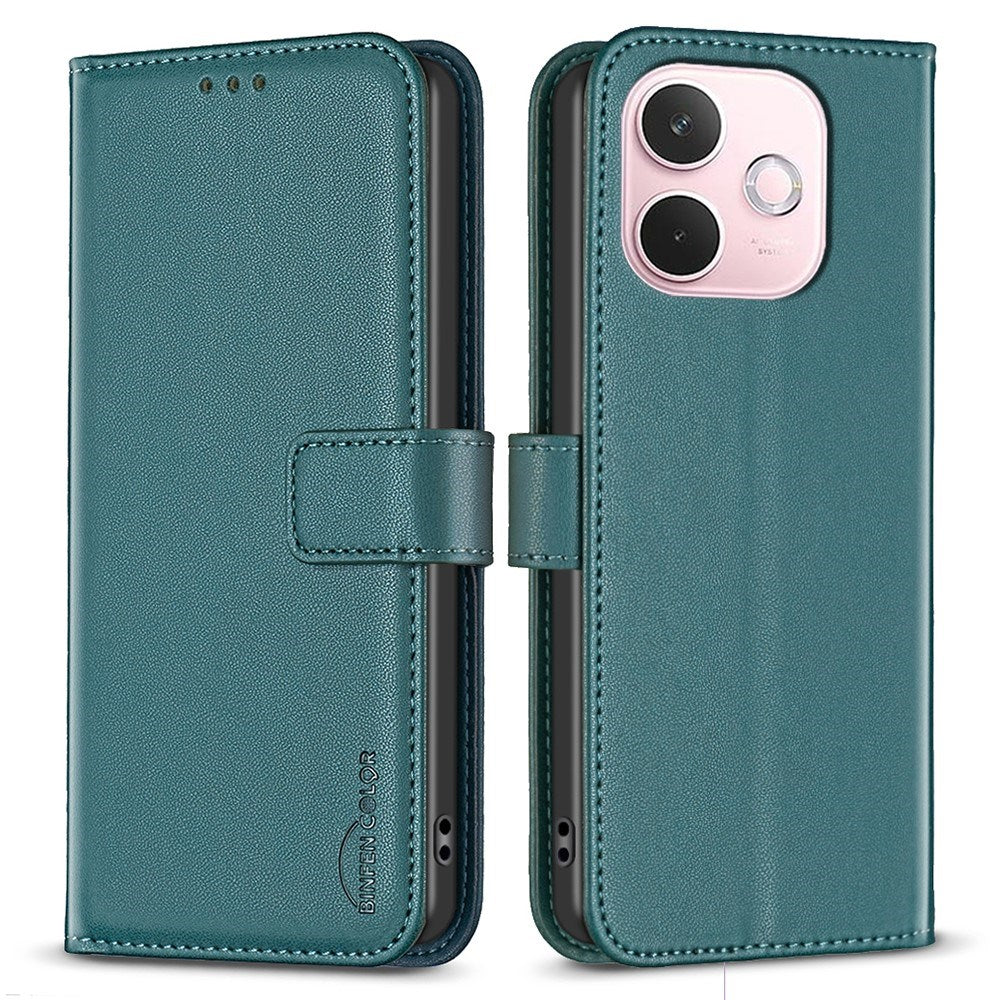 OPPO A5 Pro (4G / 5G) BINFEN Kunstlæder Flip Cover med Kortholder og Ståfunktion - Grøn