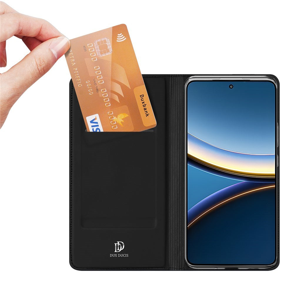 Xiaomi Poco F7 Pro EIDERWOOD Kunstlæder Flip Cover m. Kortholder & Ståfunktion - Sort