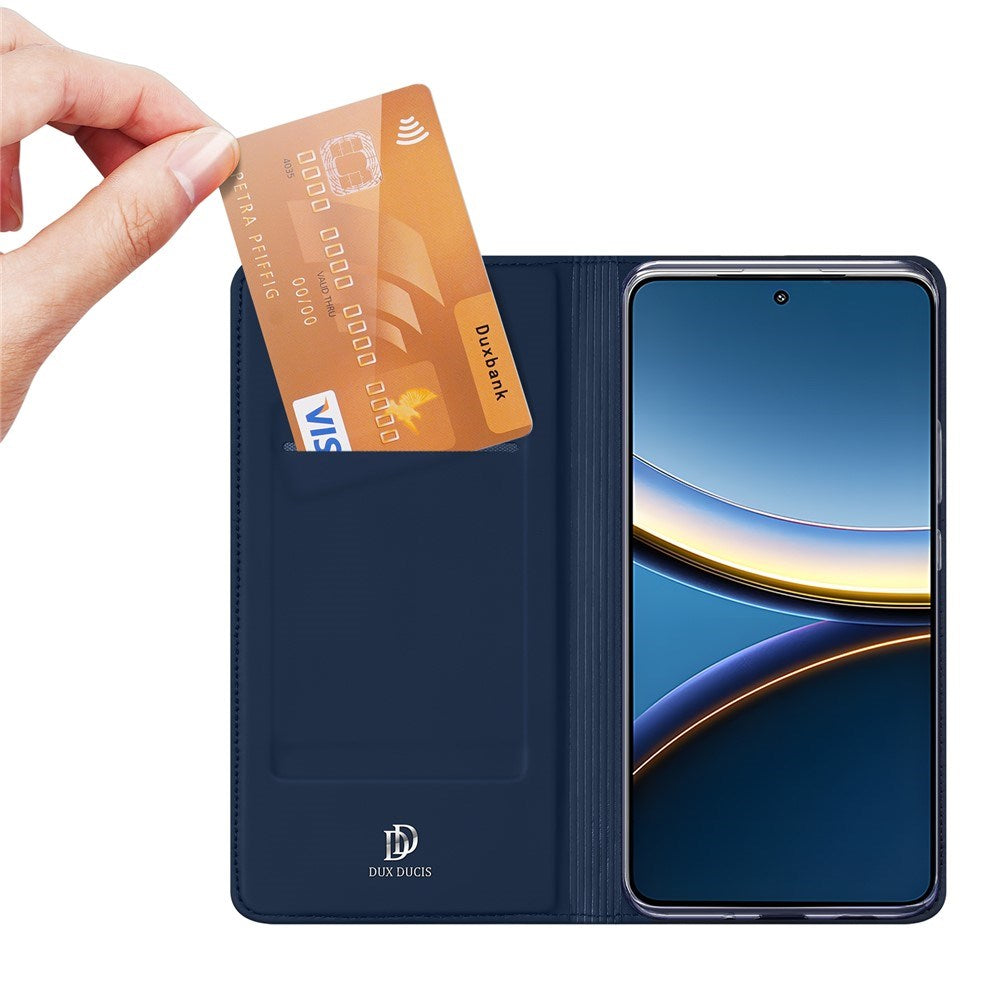 Xiaomi Poco F7 Pro EIDERWOOD Kunstlæder Flip Cover m. Kortholder & Ståfunktion - Blå