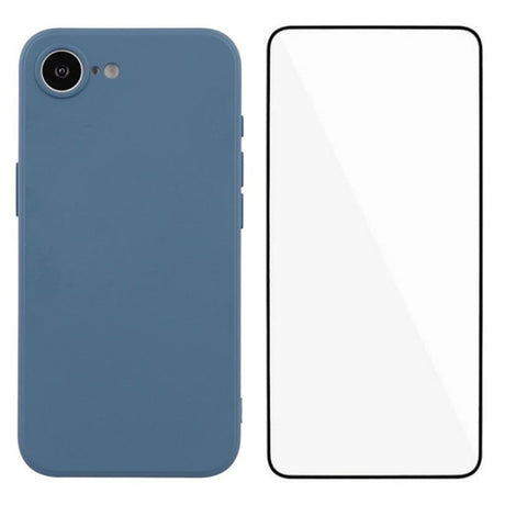 iPhone 17e / 16e Beskyttelsessæt m. Fleksibelt Plastik Cover & Skærmbeskyttelsesglas - Blå