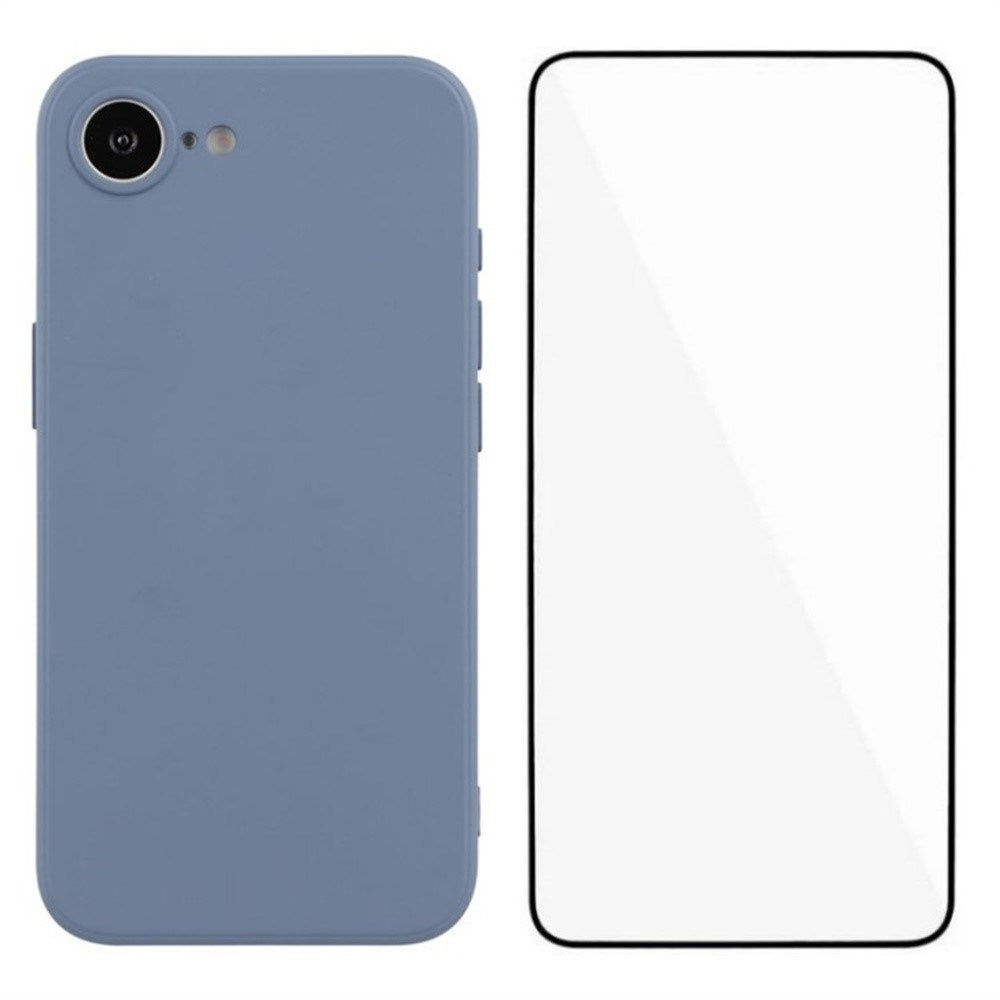 iPhone 17e / 16e Beskyttelsessæt m. Fleksibelt Plastik Cover & Skærmbeskyttelsesglas - Lavendel