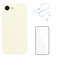 iPhone 16e Sæt m. Fleksibelt Plastik Cover - Skærmbeskyttelse - Strop - Hvid