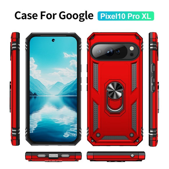EIDERWOOD Google Pixel 10 Pro XL Hybrid Håndværker Cover m. 360 Roterbar Kickstand - Rød