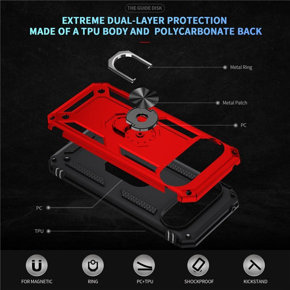 EIDERWOOD Google Pixel 10 Pro XL Hybrid Håndværker Cover m. 360 Roterbar Kickstand - Rød