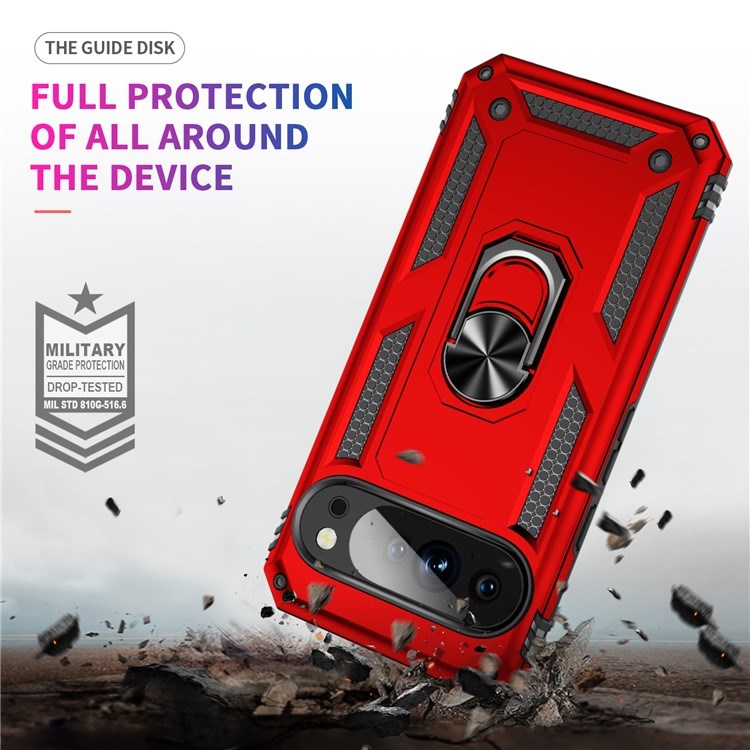 EIDERWOOD Google Pixel 10 Pro XL Hybrid Håndværker Cover m. 360 Roterbar Kickstand - Rød