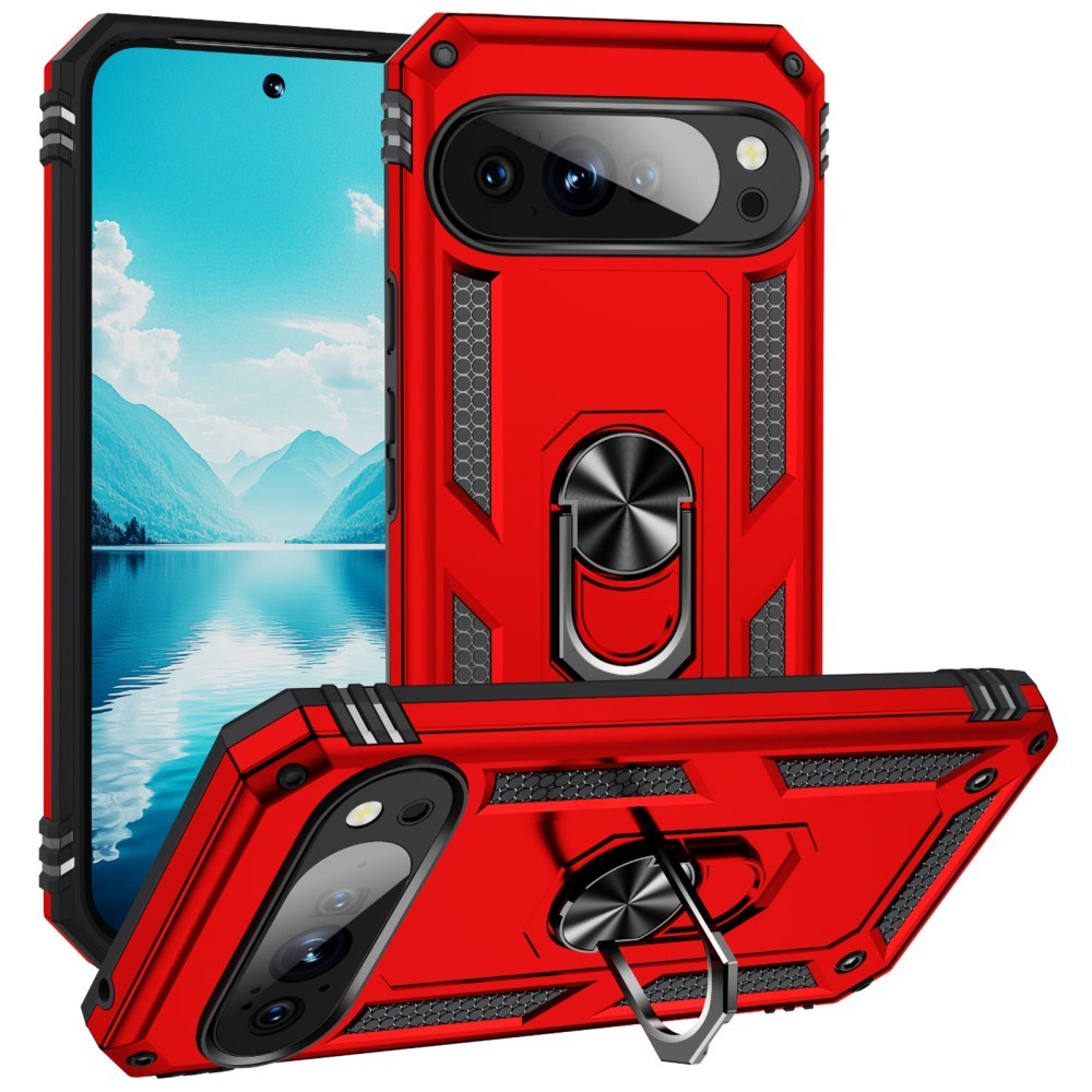 EIDERWOOD Google Pixel 10 / 10 Pro Håndværkercover m. 360 Roterbar Kickstand - Rød