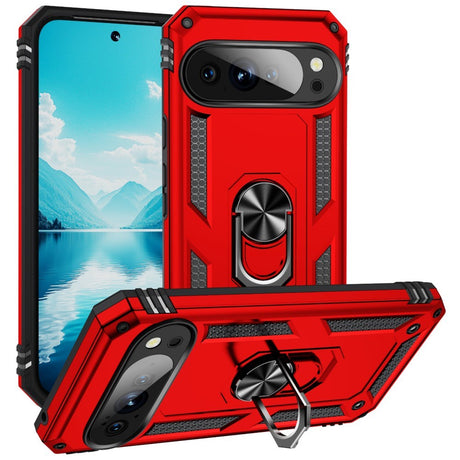 EIDERWOOD Google Pixel 10 / 10 Pro Håndværkercover m. 360 Roterbar Kickstand - Rød