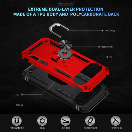 EIDERWOOD Google Pixel 10 / 10 Pro Håndværkercover m. 360 Roterbar Kickstand - Rød
