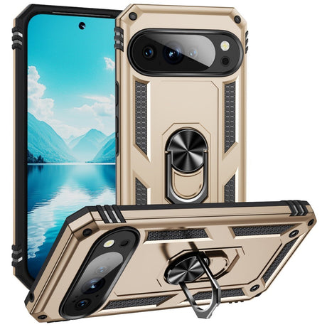 EIDERWOOD Google Pixel 10 / 10 Pro Håndværkercover m. 360 Roterbar Kickstand - Guld