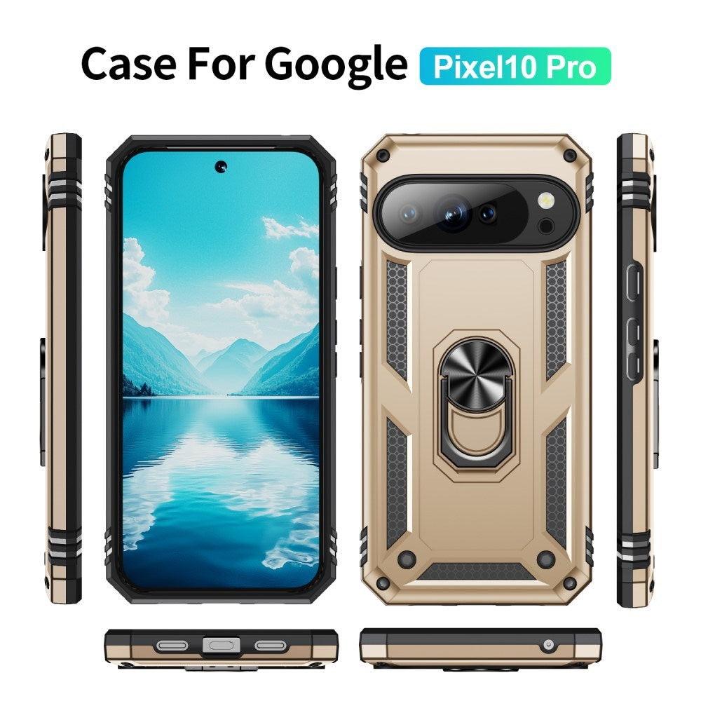 EIDERWOOD Google Pixel 10 / 10 Pro Håndværkercover m. 360 Roterbar Kickstand - Guld
