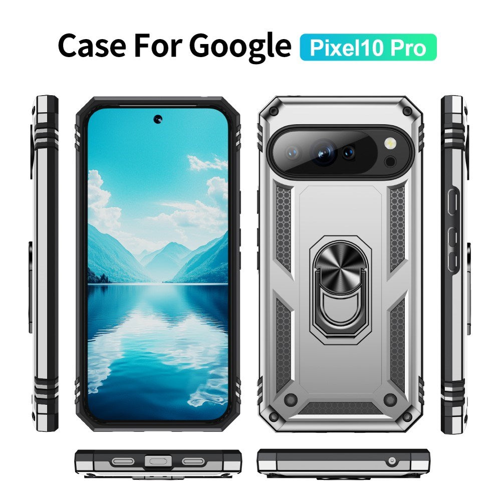 EIDERWOOD Google Pixel 10 / 10 Pro Håndværkercover m. 360 Roterbar Kickstand - Sølv