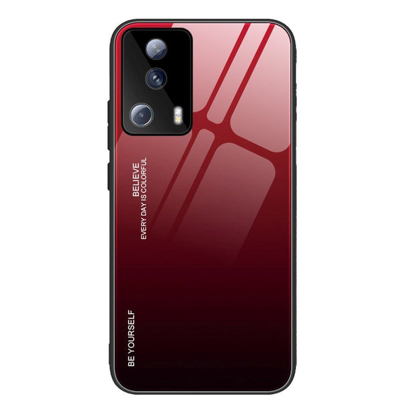 Xiaomi 13 Lite Cover m. Glas Bagside - Hello - Rød / Sort