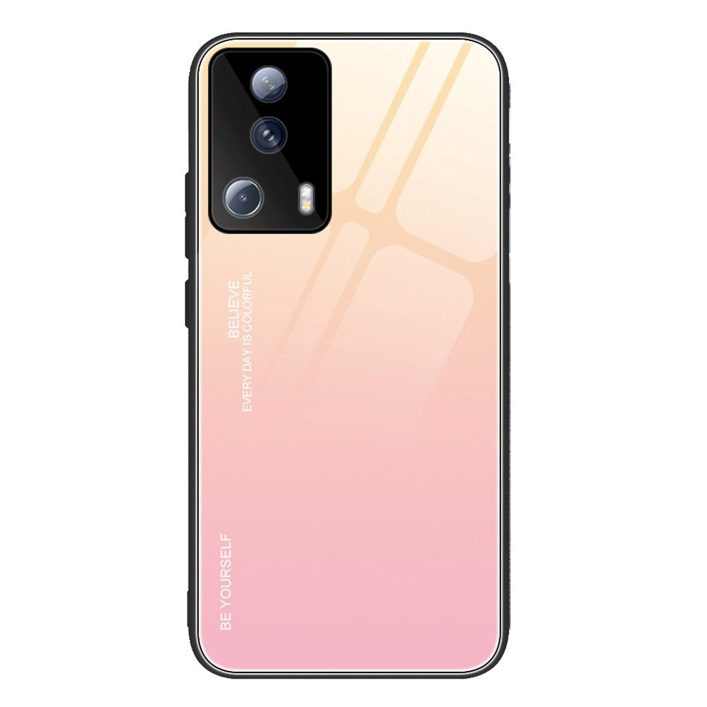 Xiaomi 13 Lite Cover m. Glas Bagside - Hello - Lyserød