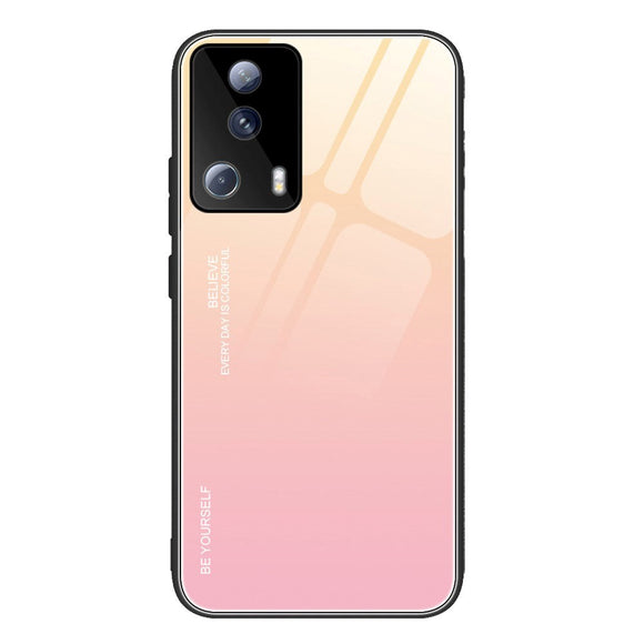 Xiaomi 13 Lite Cover m. Glas Bagside - Hello - Lyserød