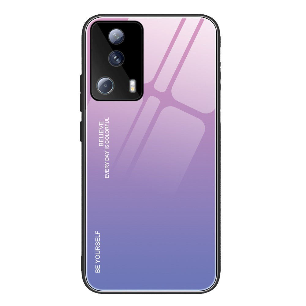 Xiaomi 13 Lite Cover m. Glas Bagside - Hello - Lilla