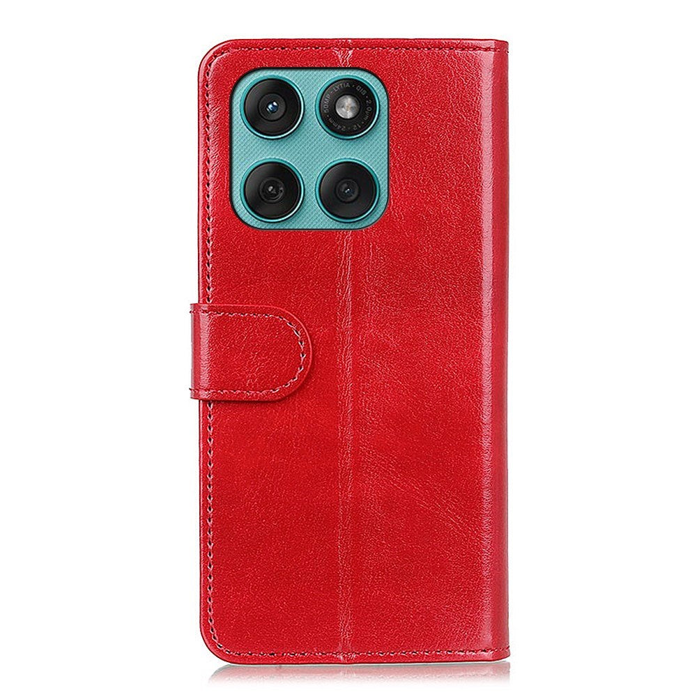 EIDERWOOD Motorola Edge 60 Fusion Kunstlæder Flip Cover m. Kortholder & Ståfunktion - Rød