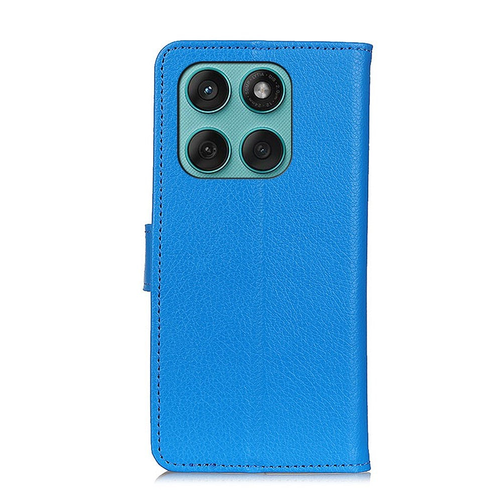 EIDERWOOD Motorola Edge 60 / Edge 60 Fusion Litchi Kunstlæder Cover m. Pung & Ståfunktion - Blå