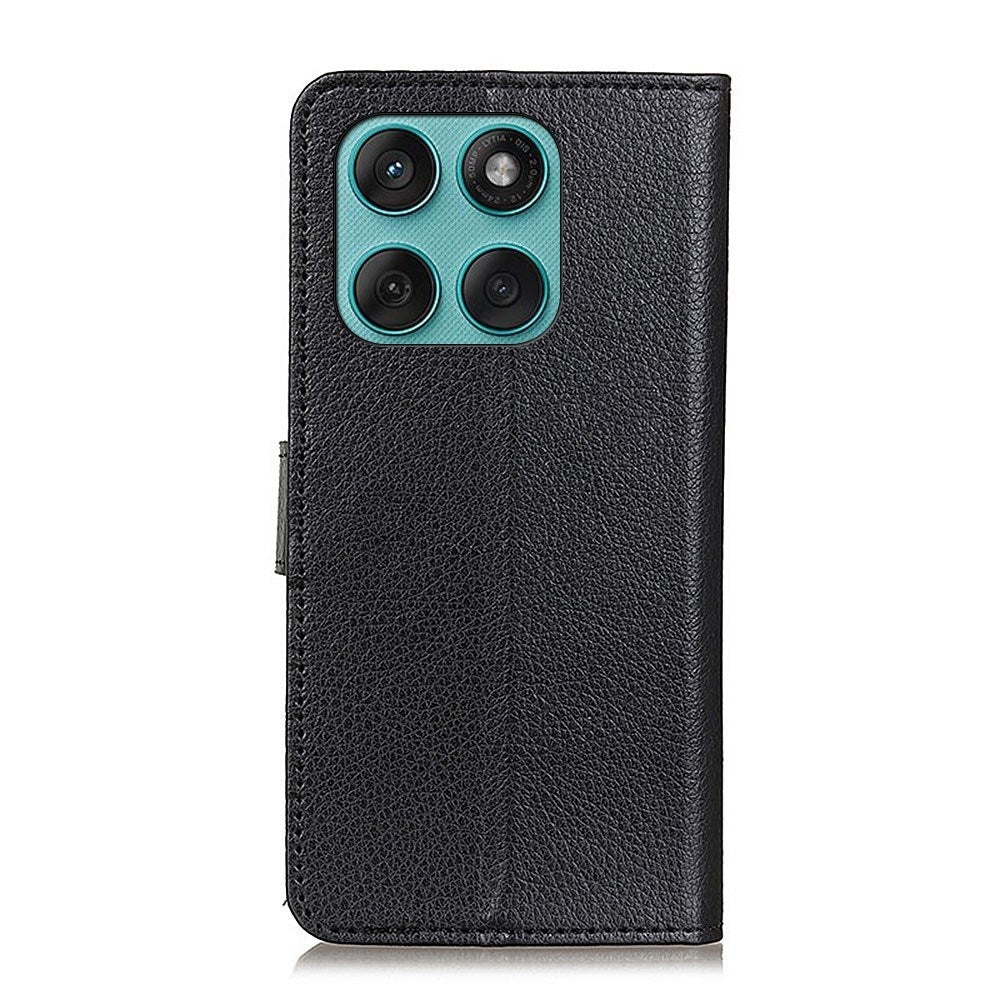 EIDERWOOD Motorola Edge 60 / Edge 60 Fusion Litchi Kunstlæder Cover m. Pung & Ståfunktion - Sort