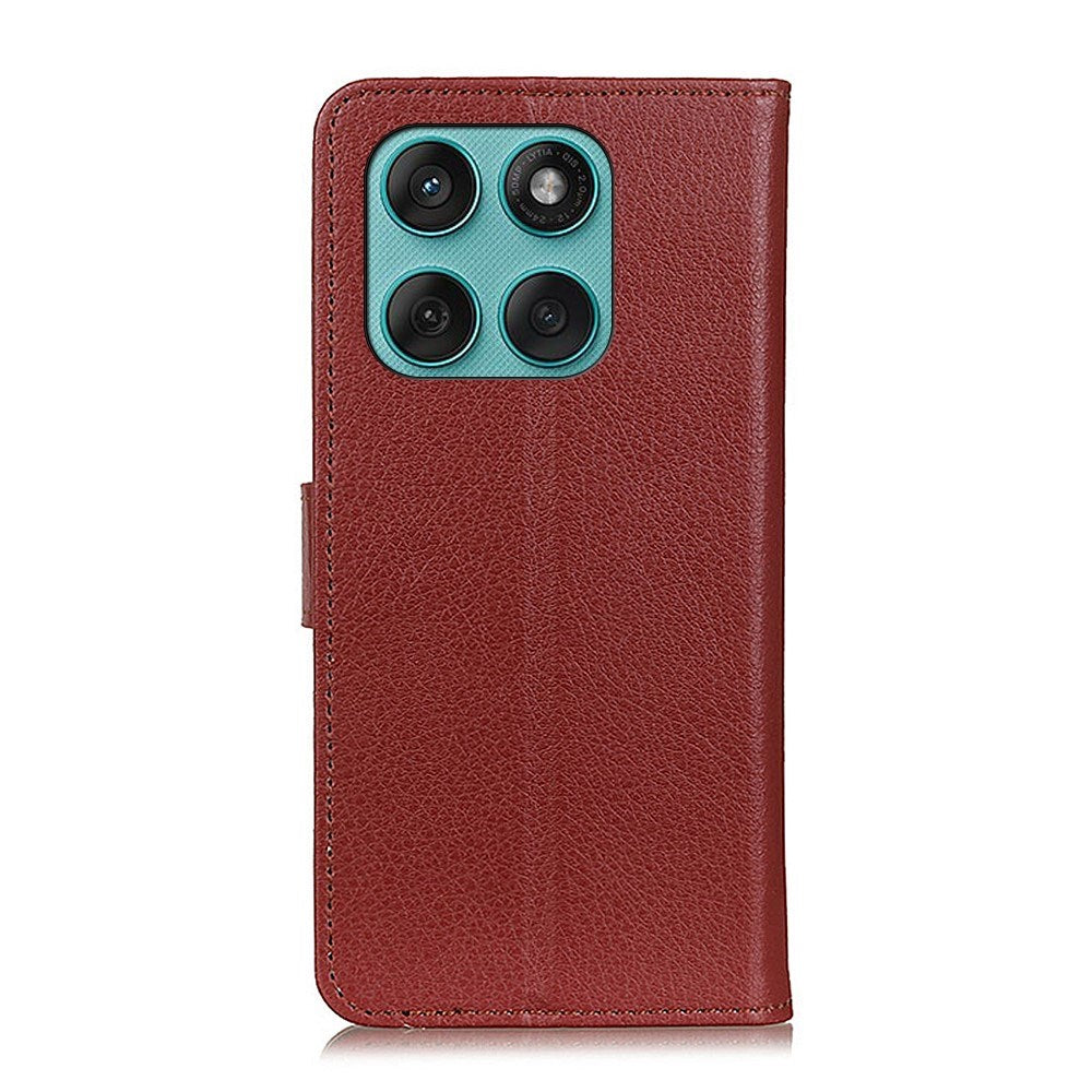 EIDERWOOD Motorola Edge 60 / Edge 60 Fusion Litchi Kunstlæder Cover m. Pung & Ståfunktion - Brun