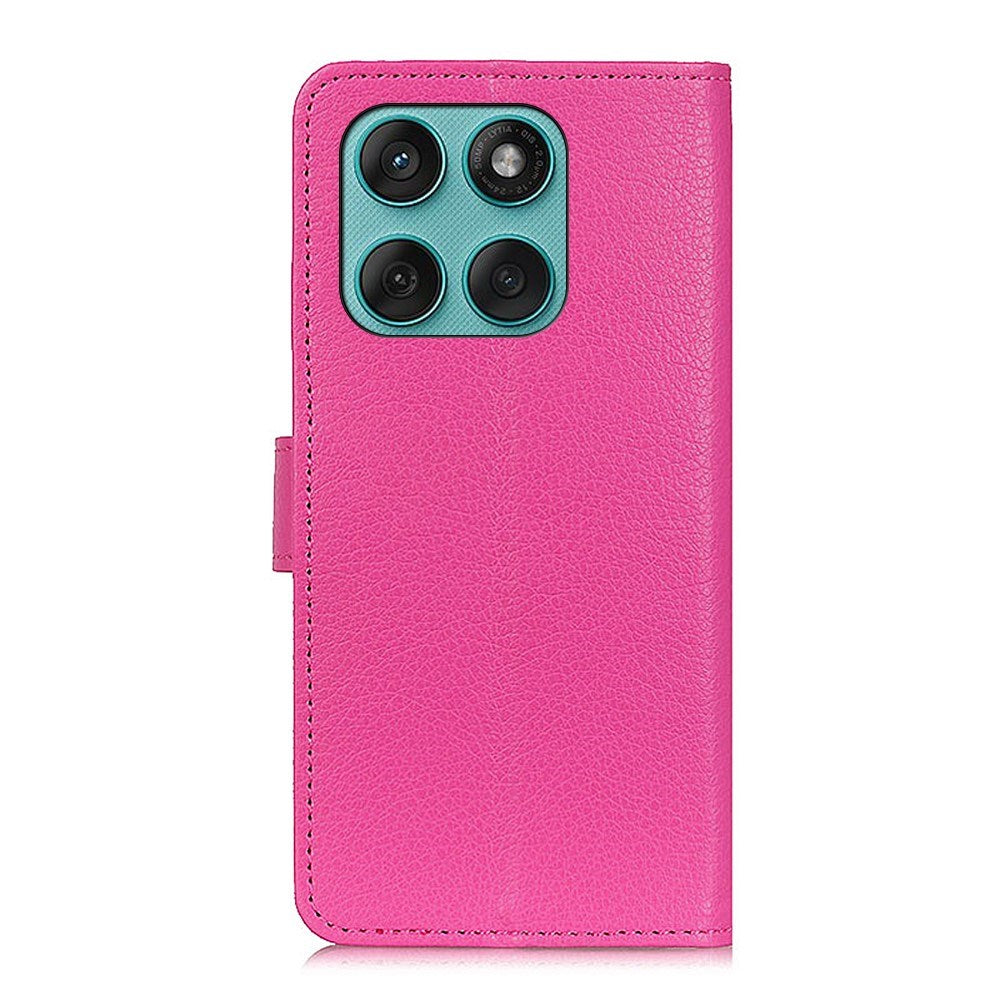 EIDERWOOD Motorola Edge 60 / Edge 60 Fusion Litchi Kunstlæder Cover m. Pung & Ståfunktion - Lyserød